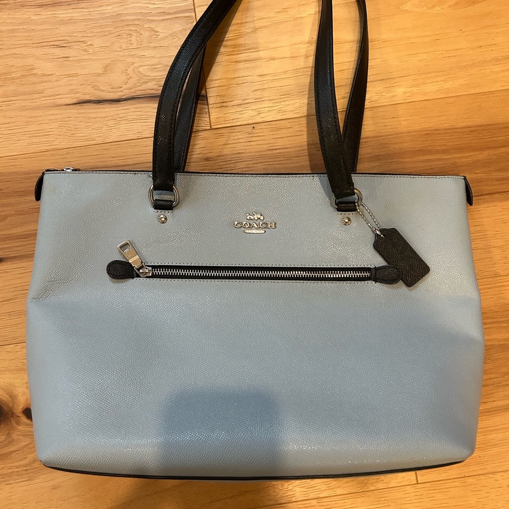 Coach Powder Blue Shoulder Bag with Black Trim